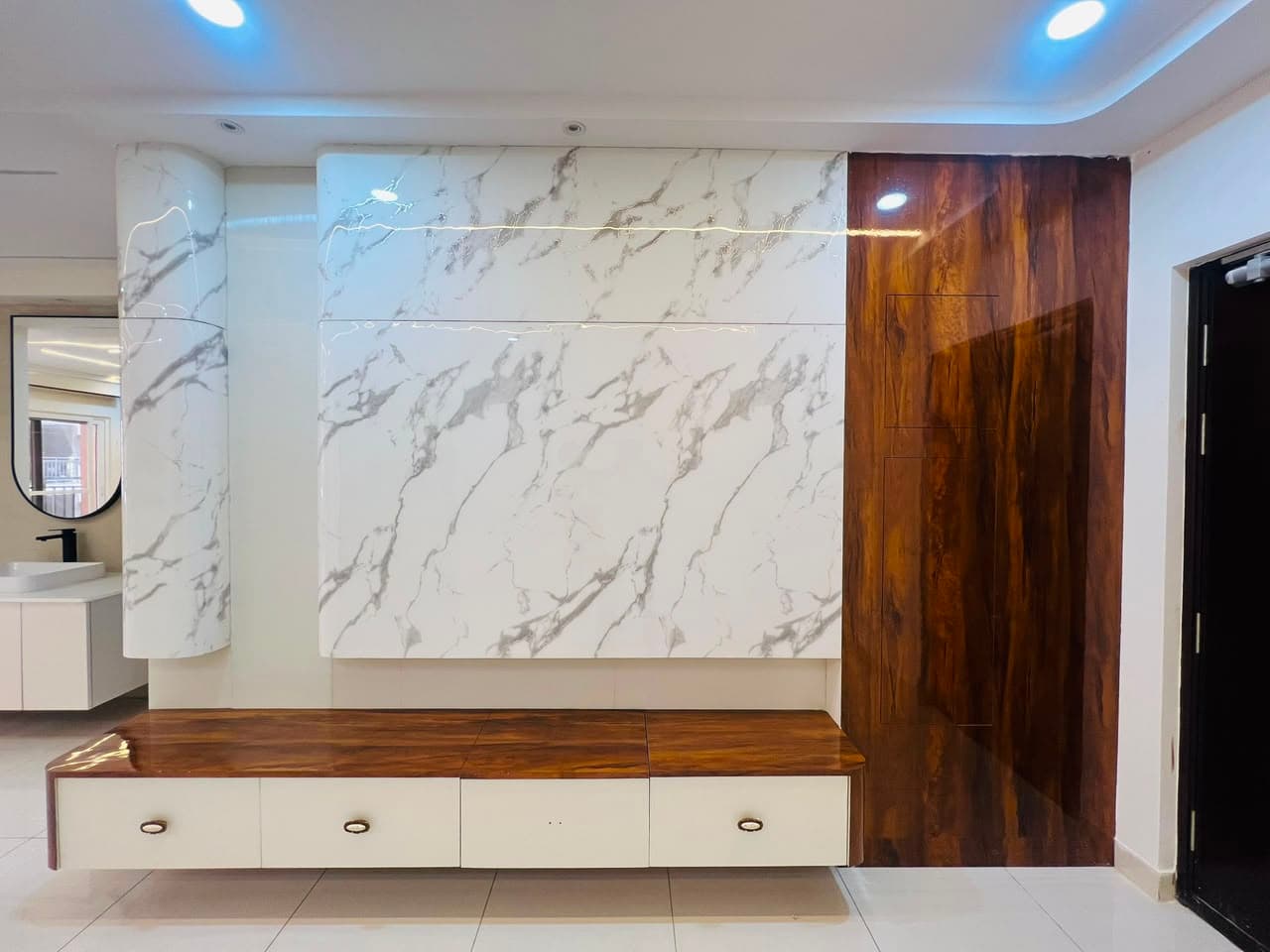 Aparna Yellow Bells interior by V Dream Decor Interiors, Hyderabad — 1